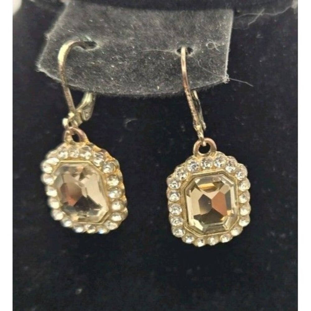 Monet Faux Gems Peirced Gold Toned Dangle Earrings